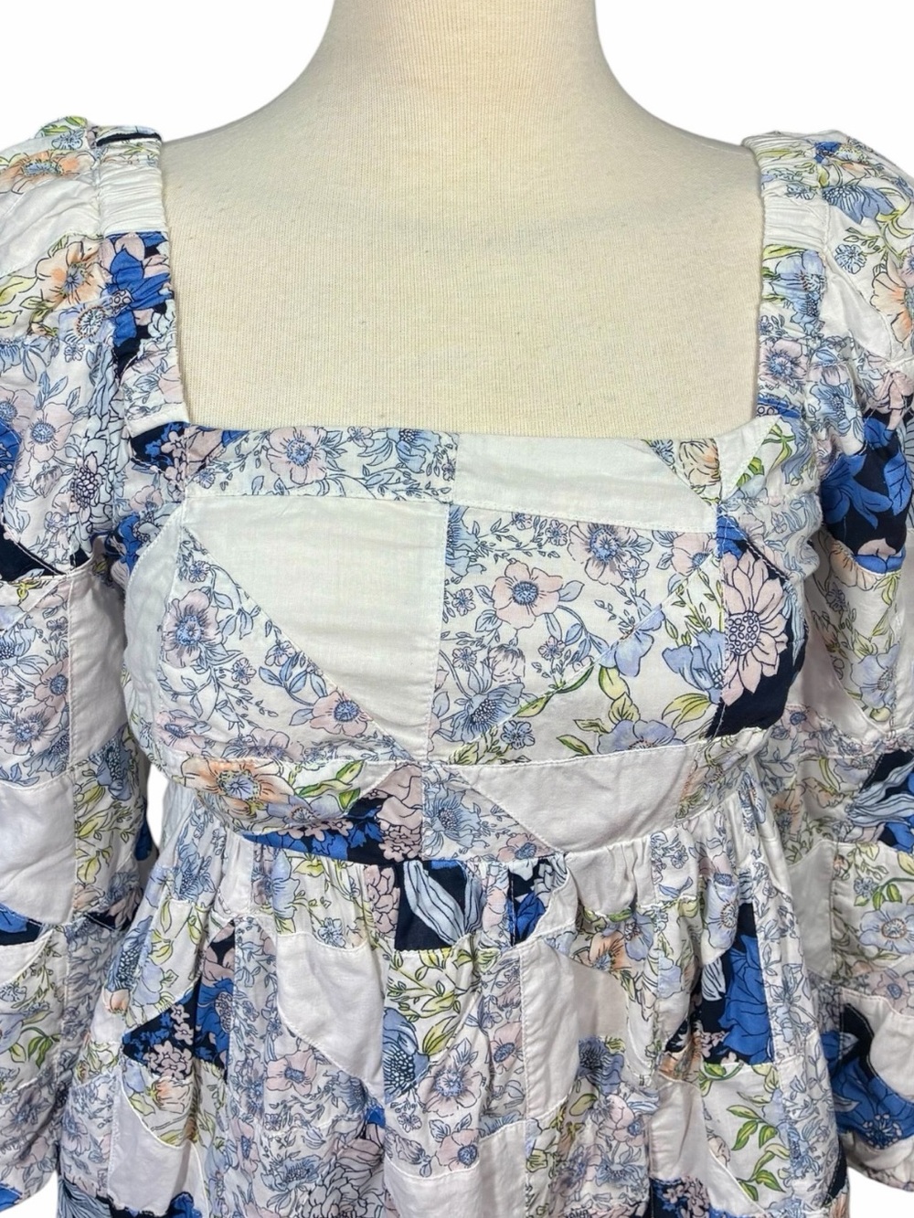 J. Crew Squareneck Cotton Voile Dress Patchwork Floral Women's Size XS - Picture 2 of 10